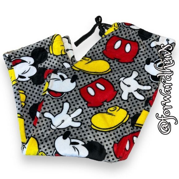 Disney Grey and Black Mickey Mouse Fleece Pajama Pants 2XL - Picture 6 of 7